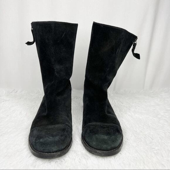 STUART WEITZMAN / Duluth black suede leopard fold over boots / 7.5 - Picture 3 of 9